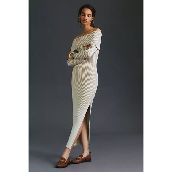 Anthropologie - Off - The - Shoulder Sweater Midi Dress - Picture 1 of 7